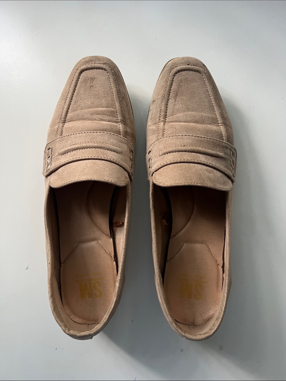 Women's Suede Penny Loafers in Beige